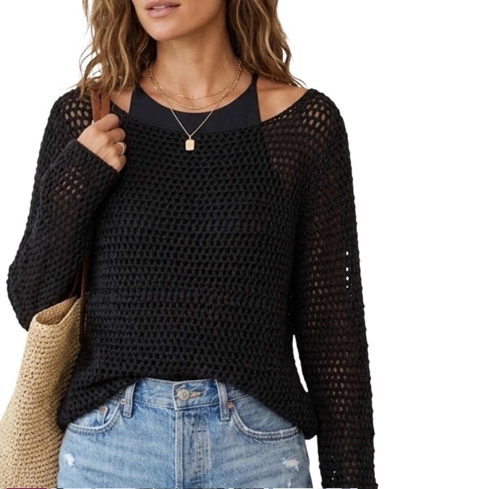 Lauren Ralph Lauren Exclusively Hand Knit Linen Open Knit Sweater